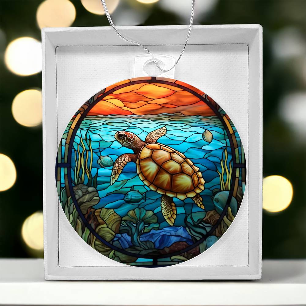 Sea Turtle Acrylic Christmas Ornament