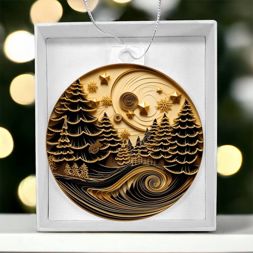 Christmas Forrest Quilling Effect Acrylic Ornament