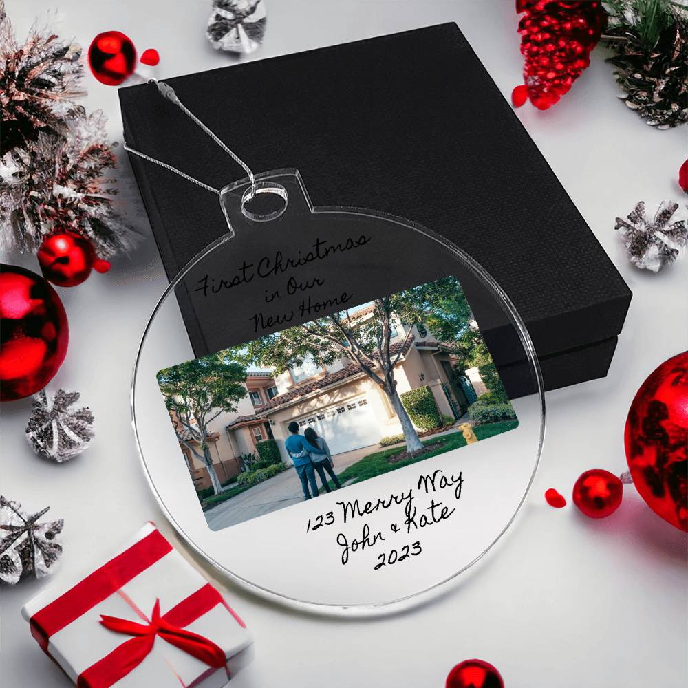 First Christmas in Our New Home Personalized Round Acrylic Ornament