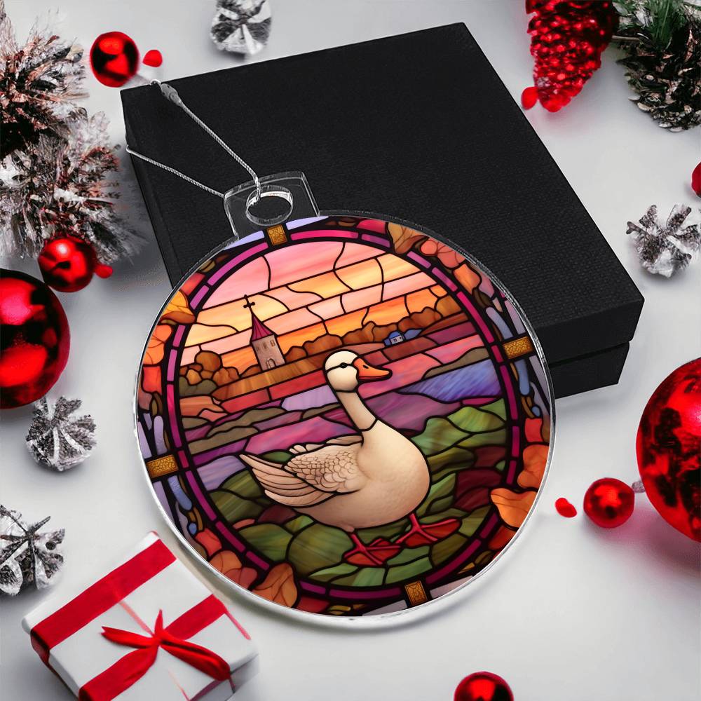 Duck Stained Glass Christmas Tree Acrylic Ornament