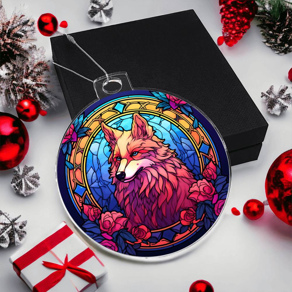 Wolf Acrylic Christmas Ornament