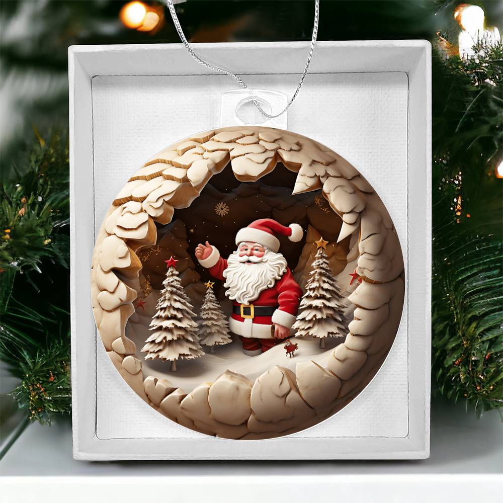 Santa 3d Effect Acrylic Ornament