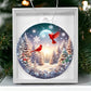 Cardinals in Winter Wonderland Acrylic Christmas Ornament