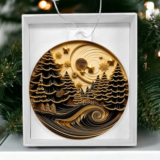Christmas Forrest Quilling Effect Acrylic Ornament