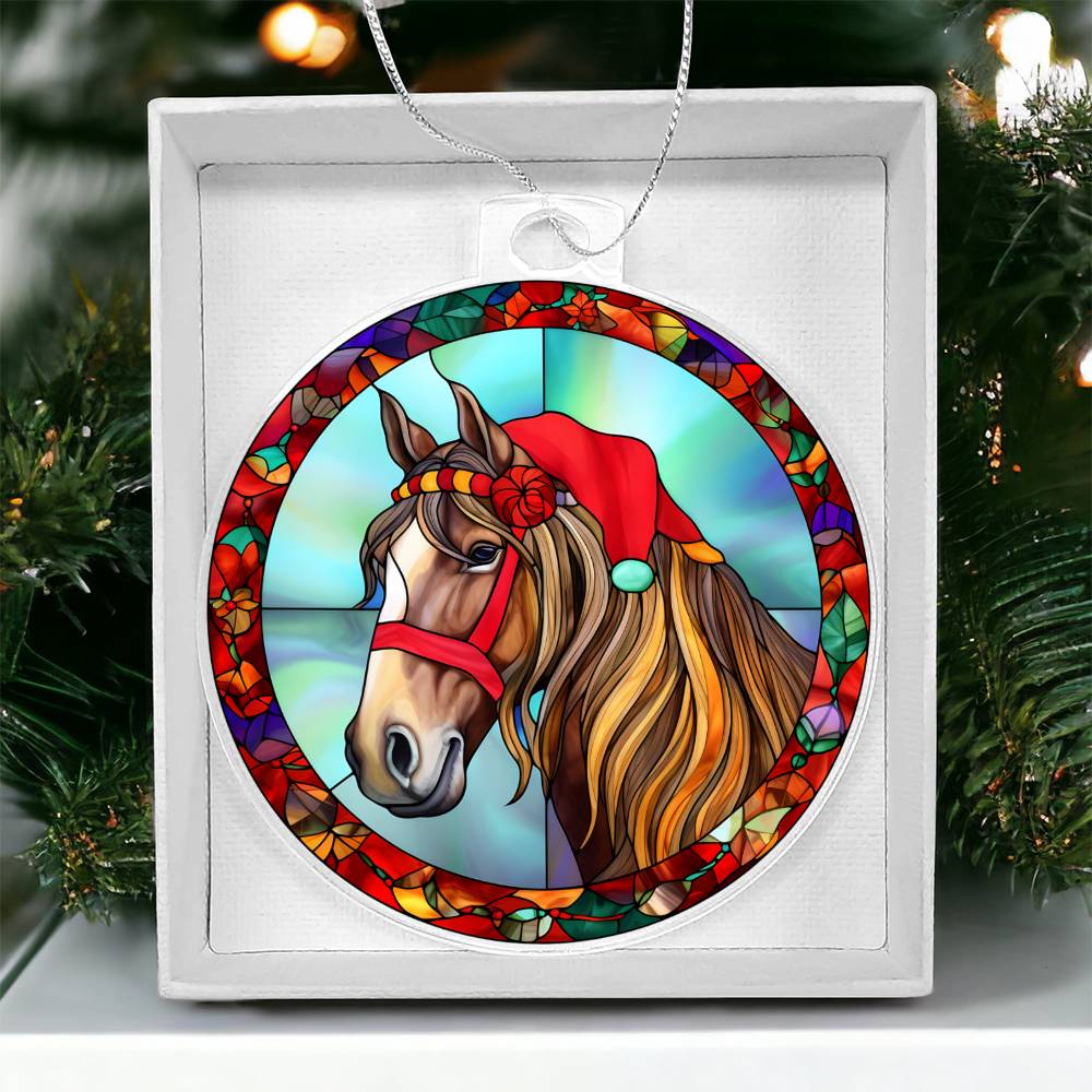 Stainglass Horse Christmas Ornament