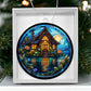 Lake House Stained Glass Christmas Ornament