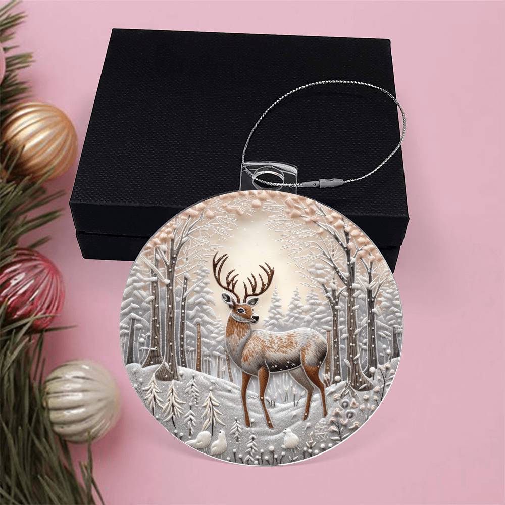 Deer in Snow Christmas Ornament