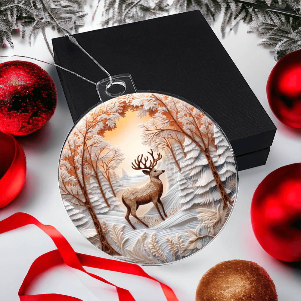Deer in Snow Christmas Ornament Acrylic Ornament