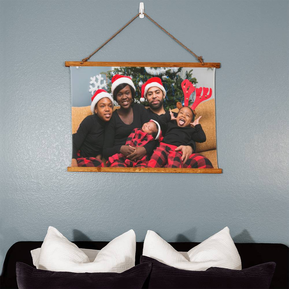 Custom Family Photo Canvas Hanging, Personalized Photo Gift, Custom Family Photo Canvas Sign, Family Photo Custom Tapestry, 26"x36"