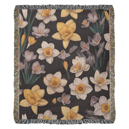 Daffodils March Birth Flower Woven Blanket