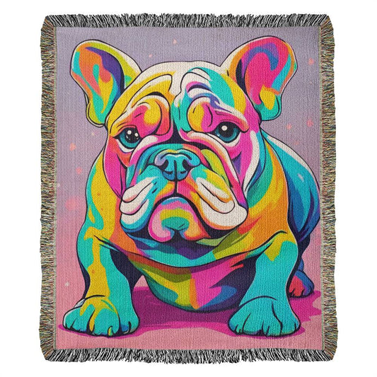 Pastel Bulldog Woven Throw Blanket