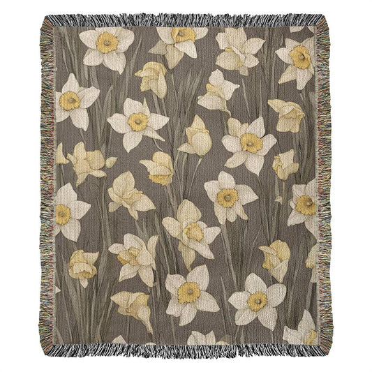 Floral Woven Blanket Daffodils March Birth Flower Throw