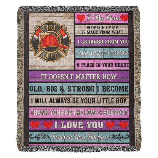 To My Mom from Firefighter Woven Throw Blanket