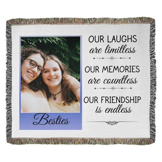 Besties Personalized Photo Woven Tapestry Throw Blanket