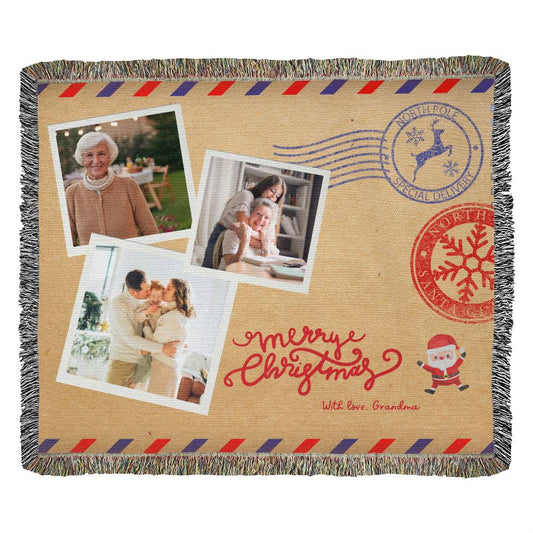 Personalized Photo Blanket - Letters from Santa Woven Throw 60"x50"