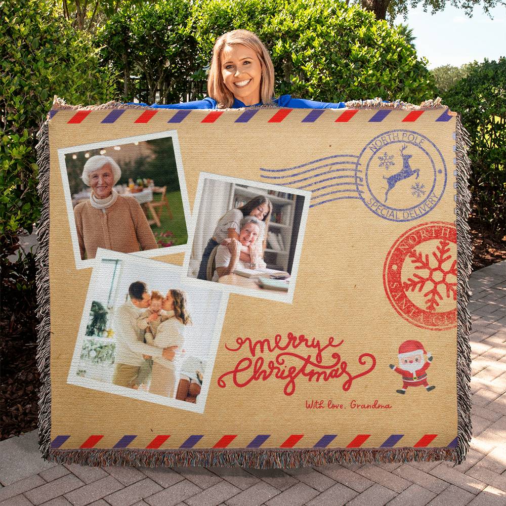 Personalized Photo Blanket - Letters from Santa Woven Throw 60"x50"