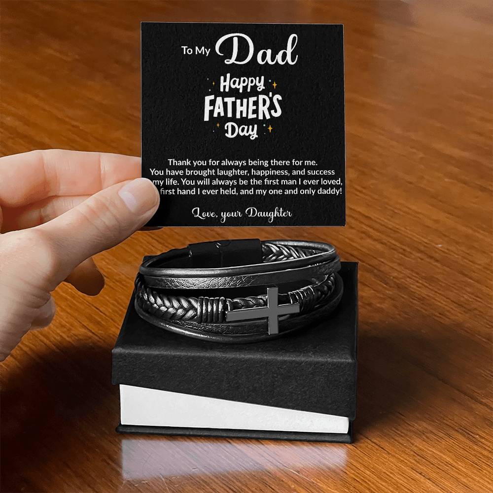Dad Happy Father's Day Mens Cross Bracelet