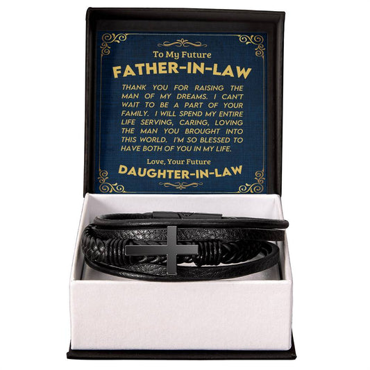 To My Future Father In Law Mens Cross Bracelet