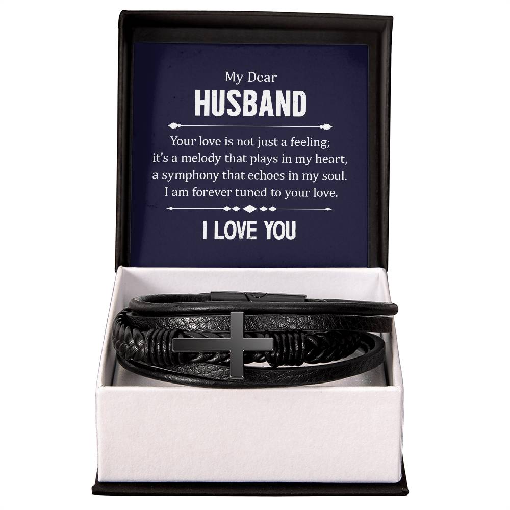 Dear husband Mens Cross Bracelet