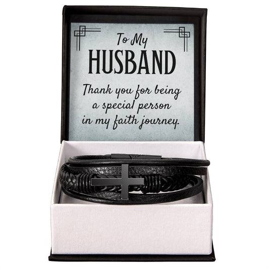 Husband Faith Mens Cross Bracelet