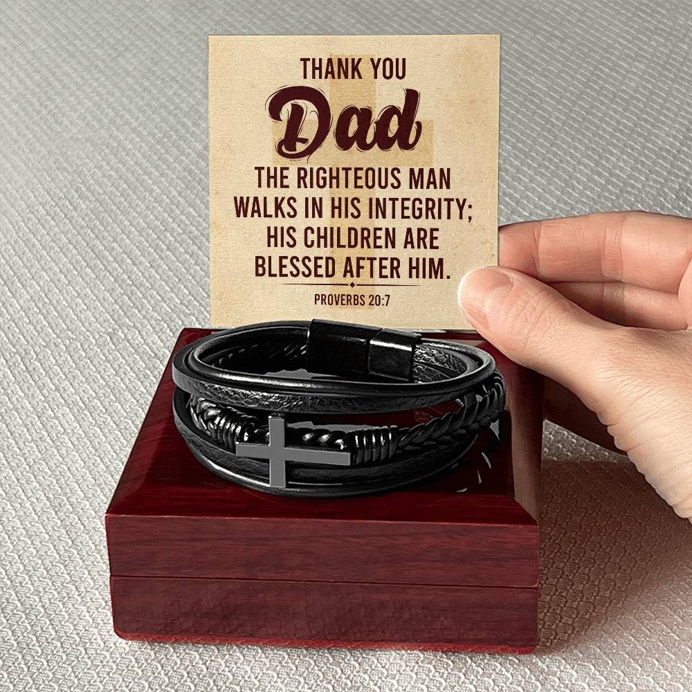 Thank You Dad Mens Cross Bracelet