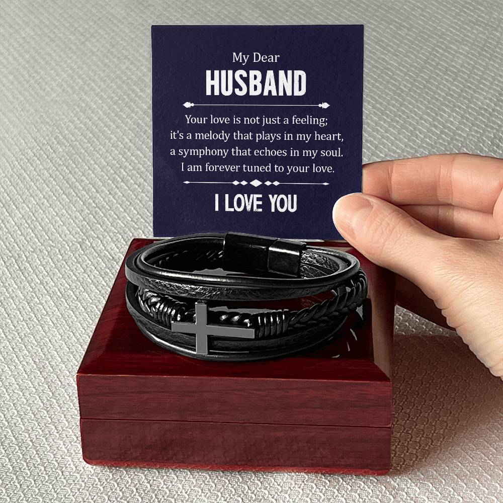 Dear husband Mens Cross Bracelet