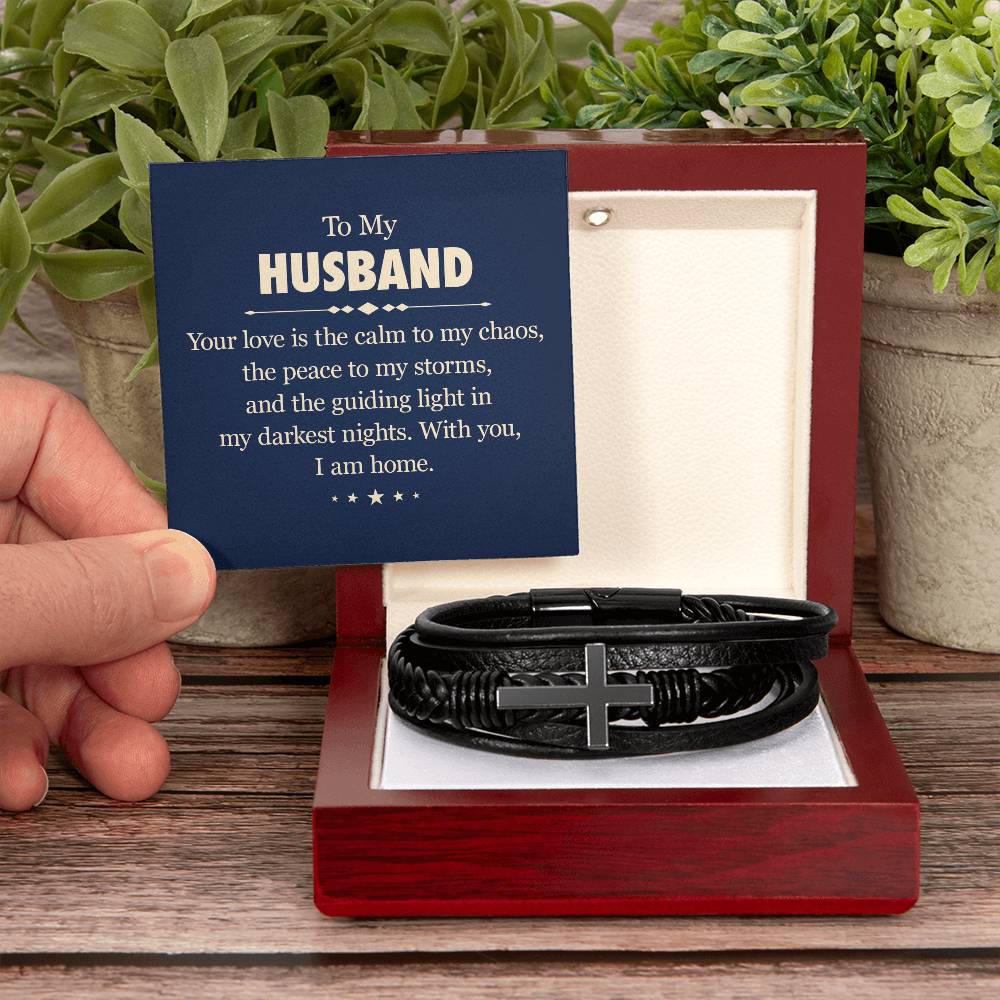 To My Husband - Your Love - Mens Cross Bracelet