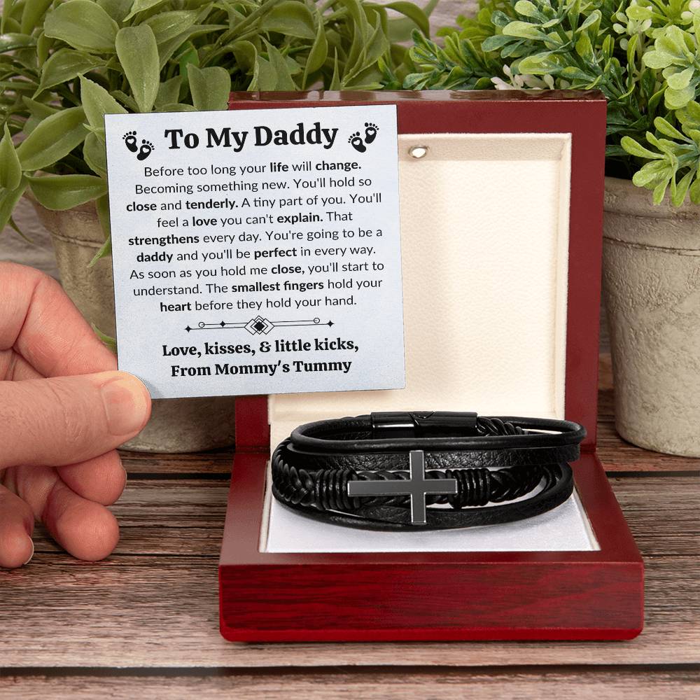 Father to Be Mens Cross Bracelet