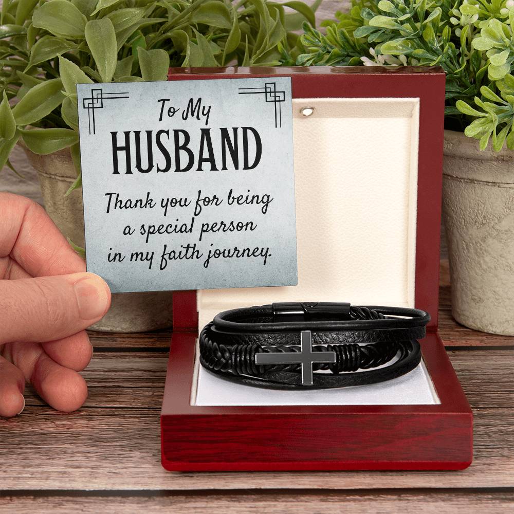 Husband Faith Mens Cross Bracelet