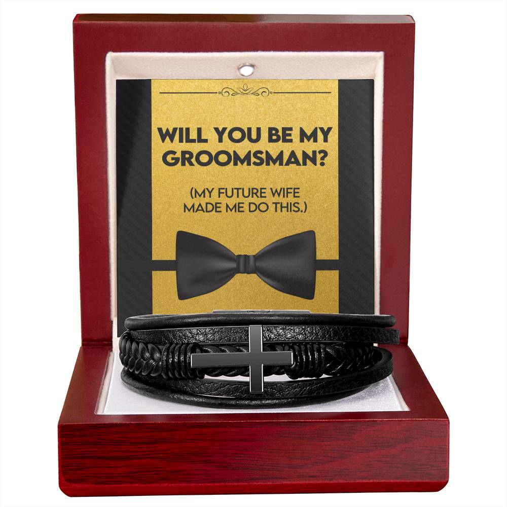 Wedding - Groomsman - Mens Cross Bracelet