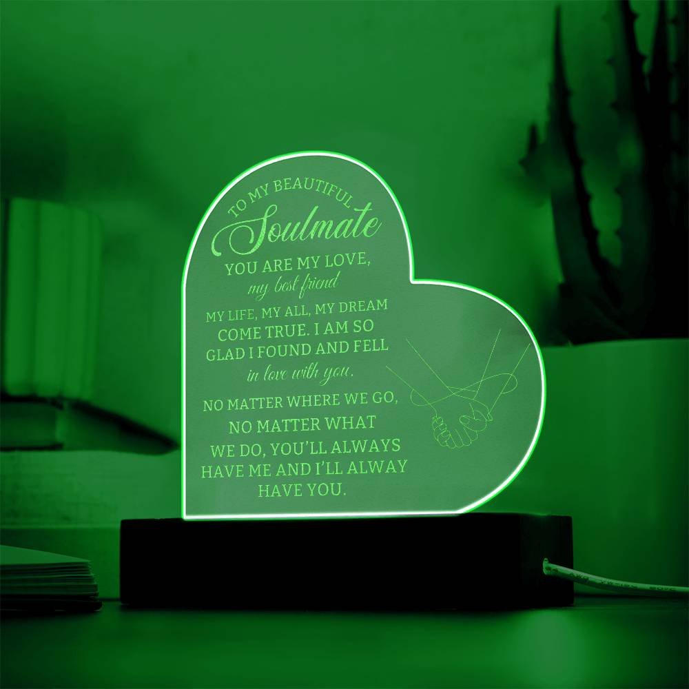 To My Soulmate Heart Engraved Plaque Gift for Wife Girlfriend Husband