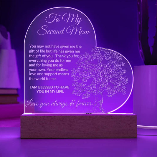To My Second Mom Engraved Acrylic Plaque