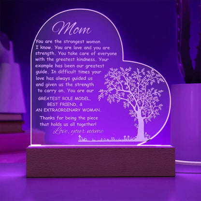Mom Engraved Acrylic Heart Plaque Gift