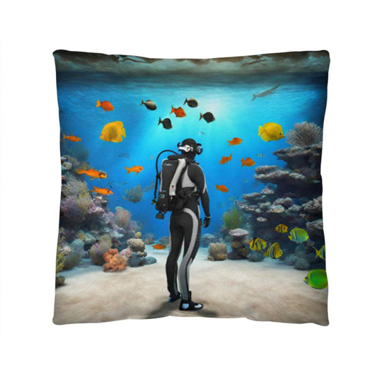 Scuba Diver Throw Pillow with 2 Sided Print