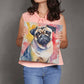Watercolor Pug Pillow in 5 Sizes