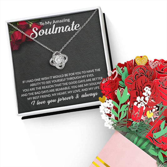 Soulmate Knot Necklace & Paper Flower Bouquet Gift