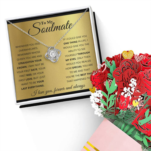 Soulmate My World Knot Necklace & Paper Flower Bouquet