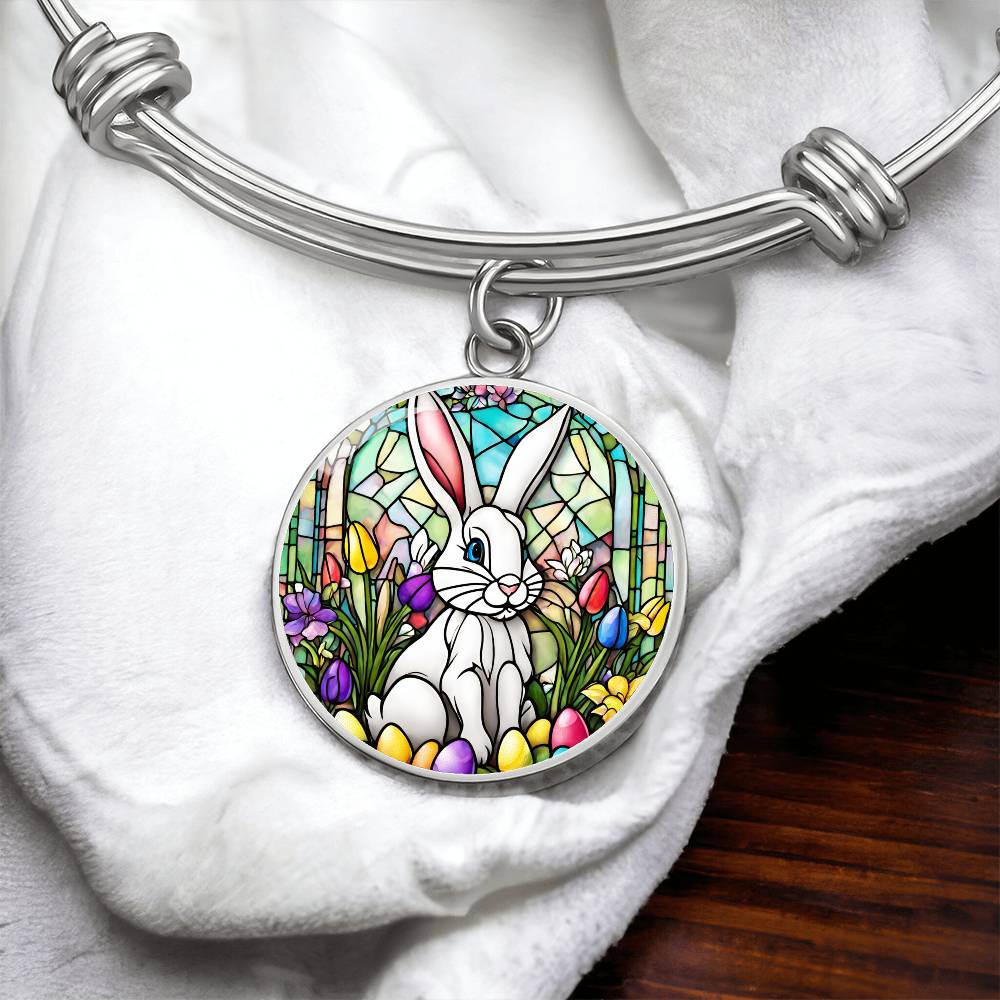 Easter Bunny Bangle Bracelet with Optional Engraving