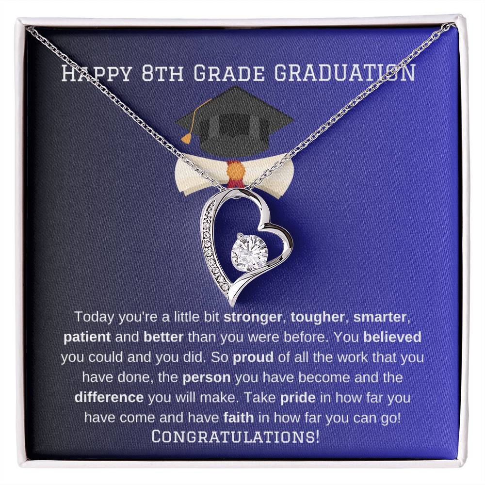 8th Grade Graduation Heart Necklace Gift