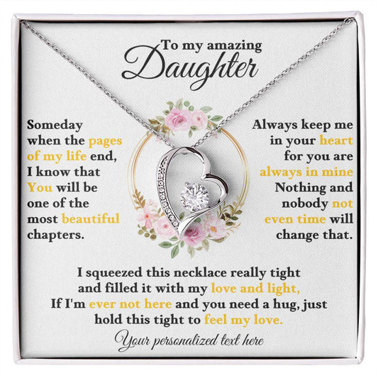 To My Daughter  - Love and Light - Personalized Heart Necklace Gift