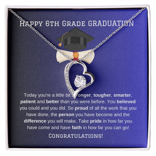 6th Grade Graduation Heart Necklace Gift