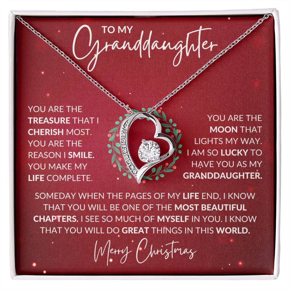 Granddaughter Christmas Heart Necklace Gift