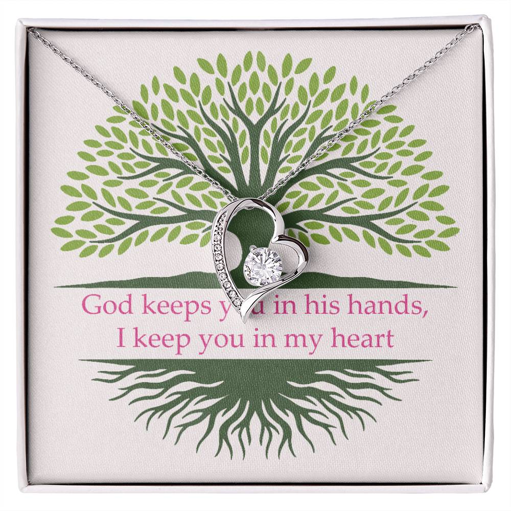 God Keeps You In His Hands Heart Necklace Gift