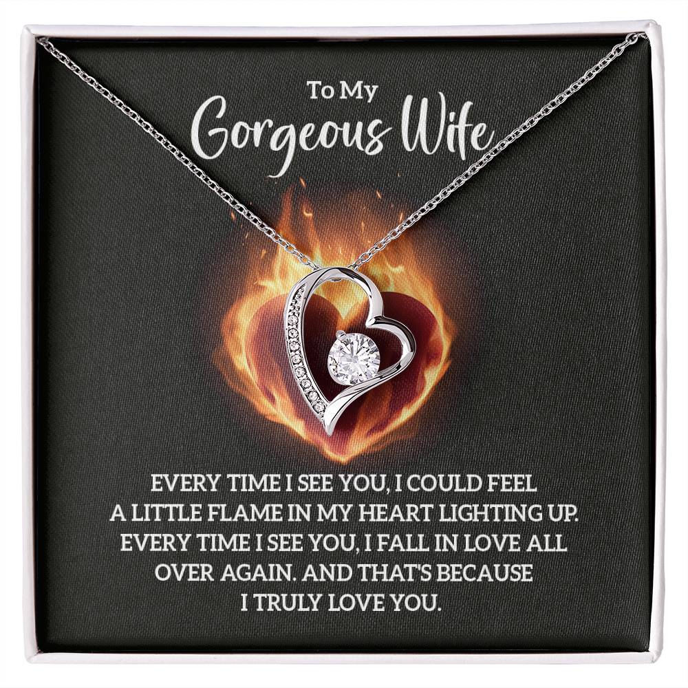 To My Gorgeous Wife - Every Time I See You Heart Necklace Gift