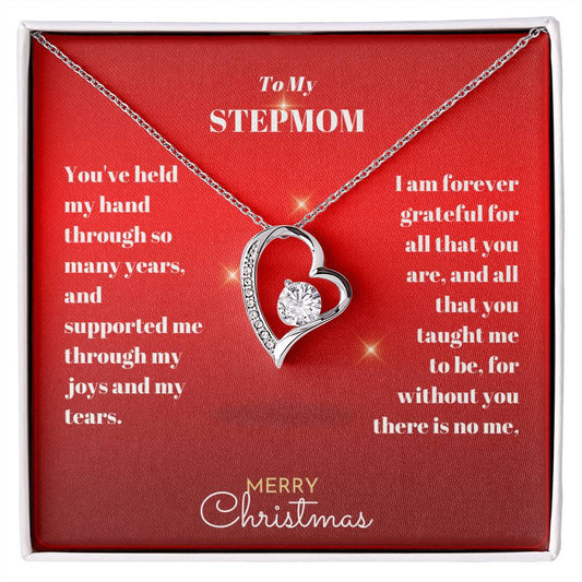 Stepmom Christmas Heart Necklace Gift