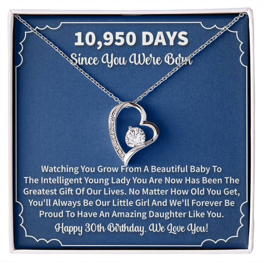 30th Birthday Heart Necklace Gift