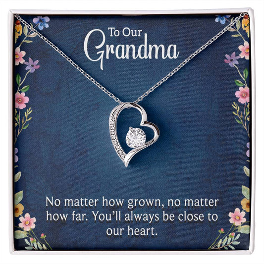 Multi Name Vertical Necklace_To our Grandma-Always close to our heart Heart Necklace Gift