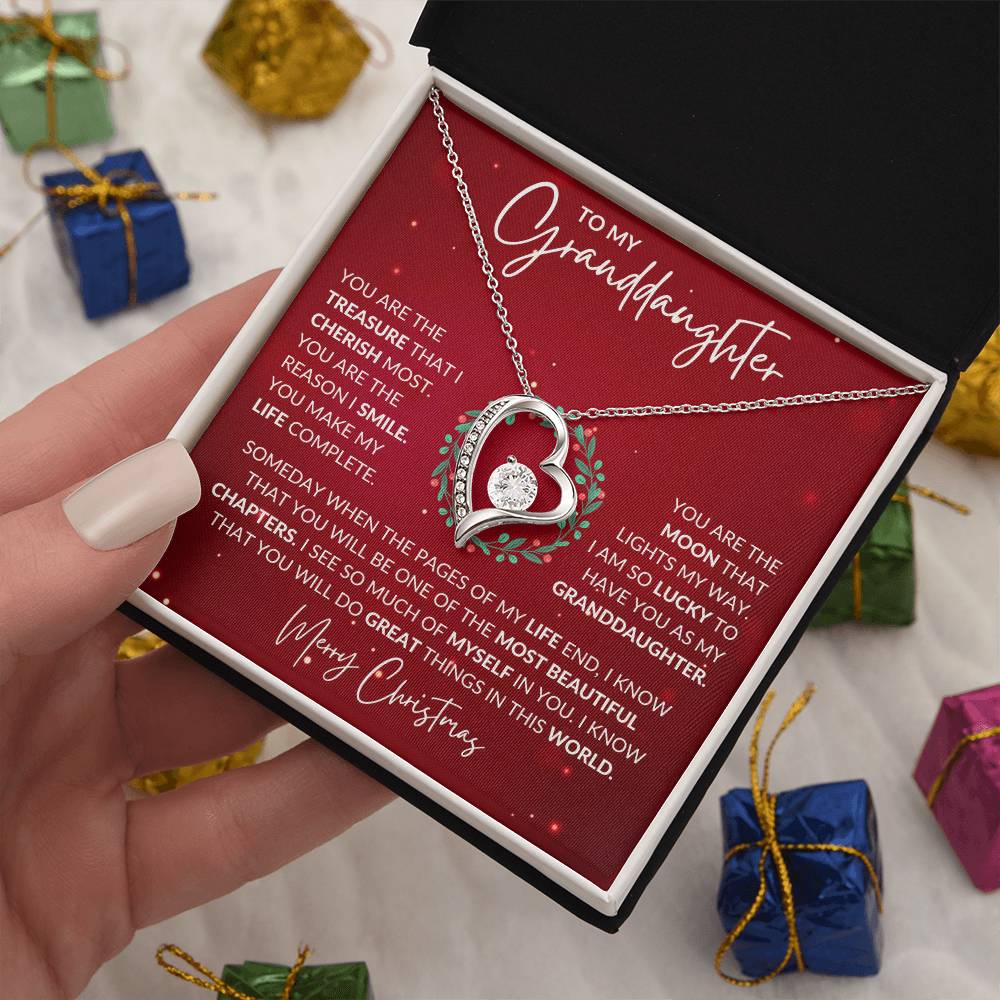 Granddaughter Christmas Heart Necklace Gift