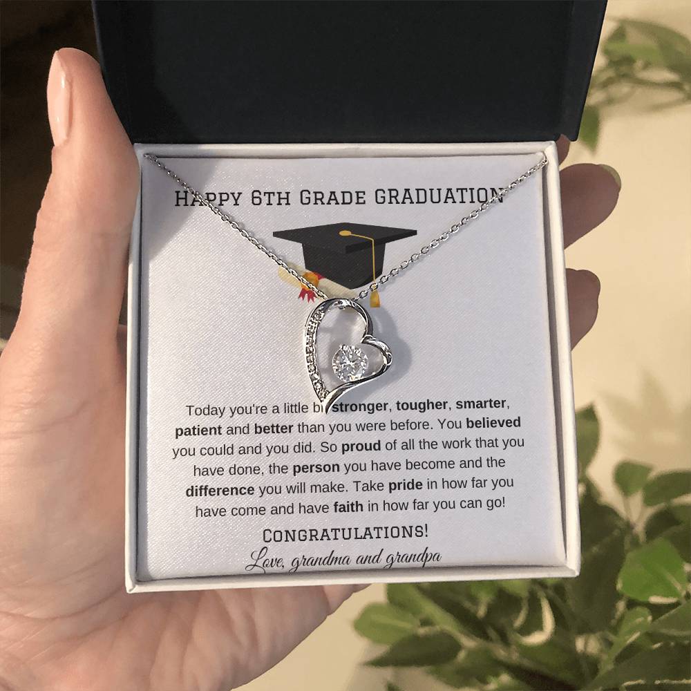 6th  Grade Graduation Heart Necklace Gift