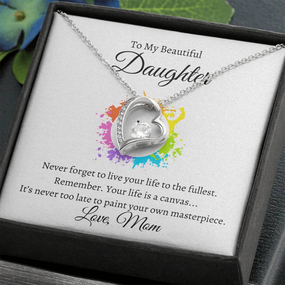 Daughter Life Is A Canvas Heart Necklace